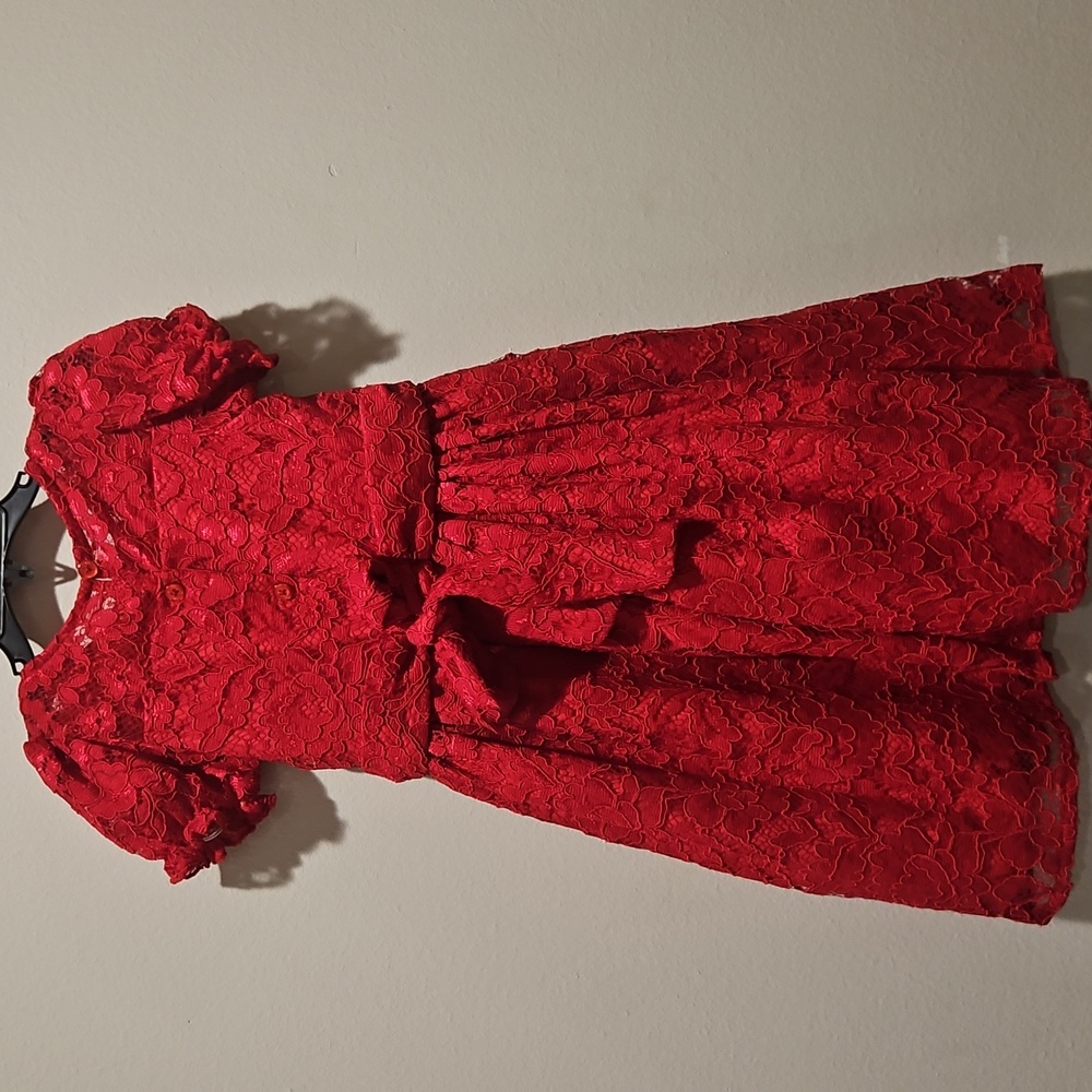 Laura Ashley Elegant Red Lace Kids Dress size 5 - Picture 8 of 13